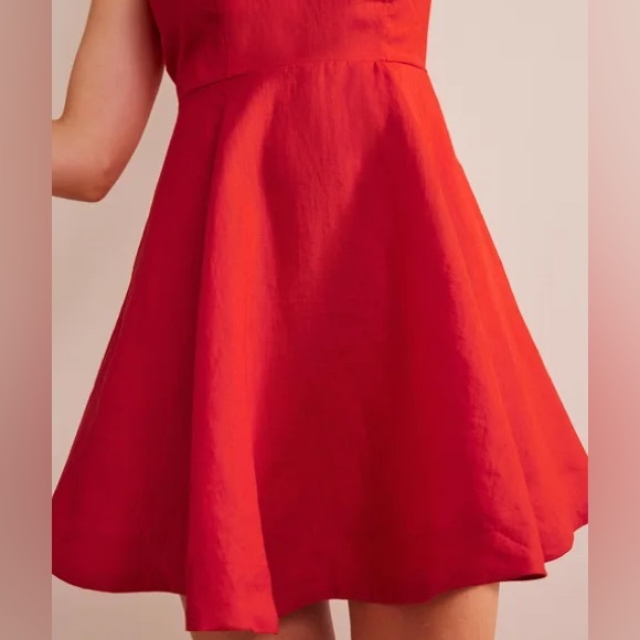 NWT Boden Fit-and-Flare Linen Mini Dress Red Size 12 - Picture 6 of 9